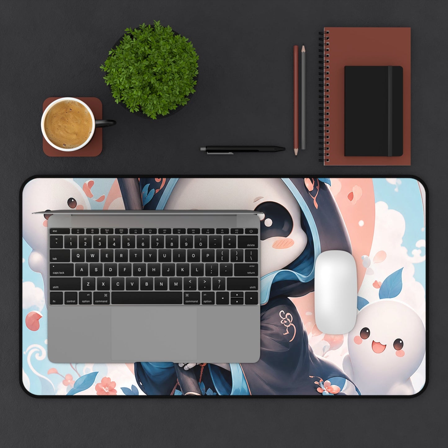 Chibi Grim Reaper With Scythe - Kawaii Gaming Gaming Desk Mat - Moikas