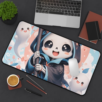 Chibi Grim Reaper With Scythe - Kawaii Gaming Gaming Desk Mat - Moikas