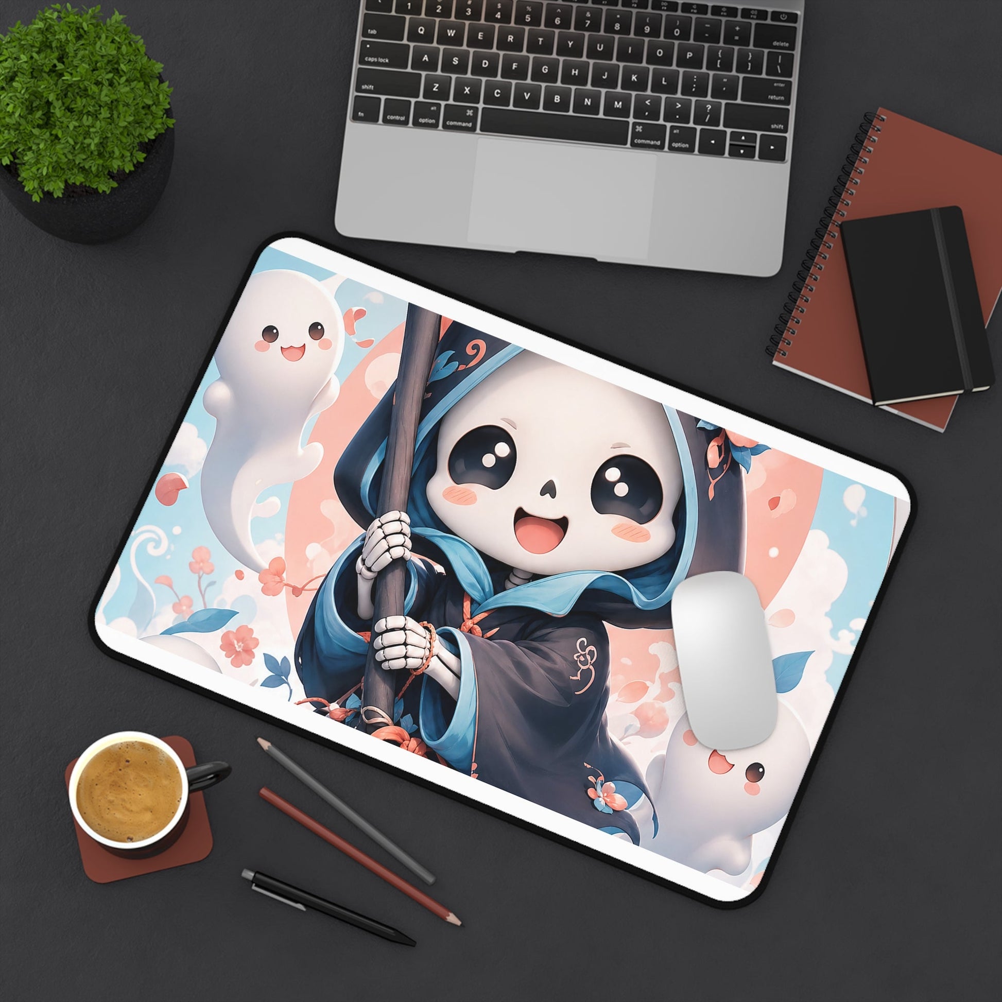 Chibi Grim Reaper With Scythe - Kawaii Gaming Gaming Desk Mat - Moikas