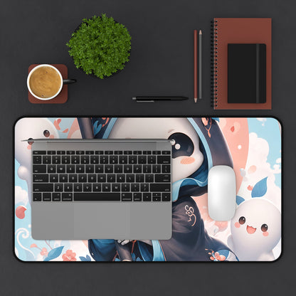 Chibi Grim Reaper With Scythe - Kawaii Gaming Gaming Desk Mat - Moikas