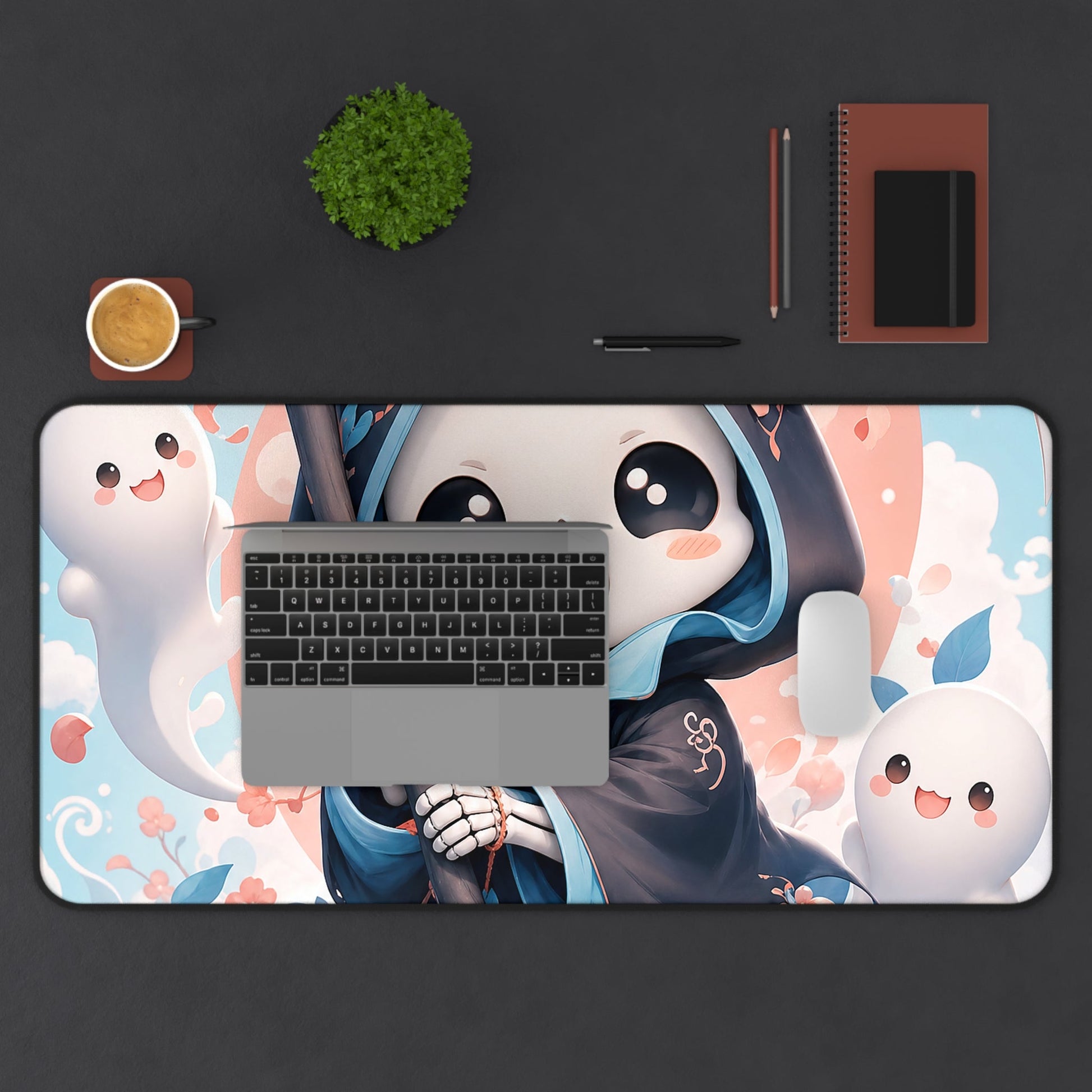 Chibi Grim Reaper With Scythe - Kawaii Gaming Gaming Desk Mat - Moikas