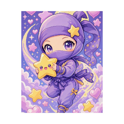 Chibi Ninjwith Star - Kawaii Gaming Art Print (Matte Poster) - Moikas