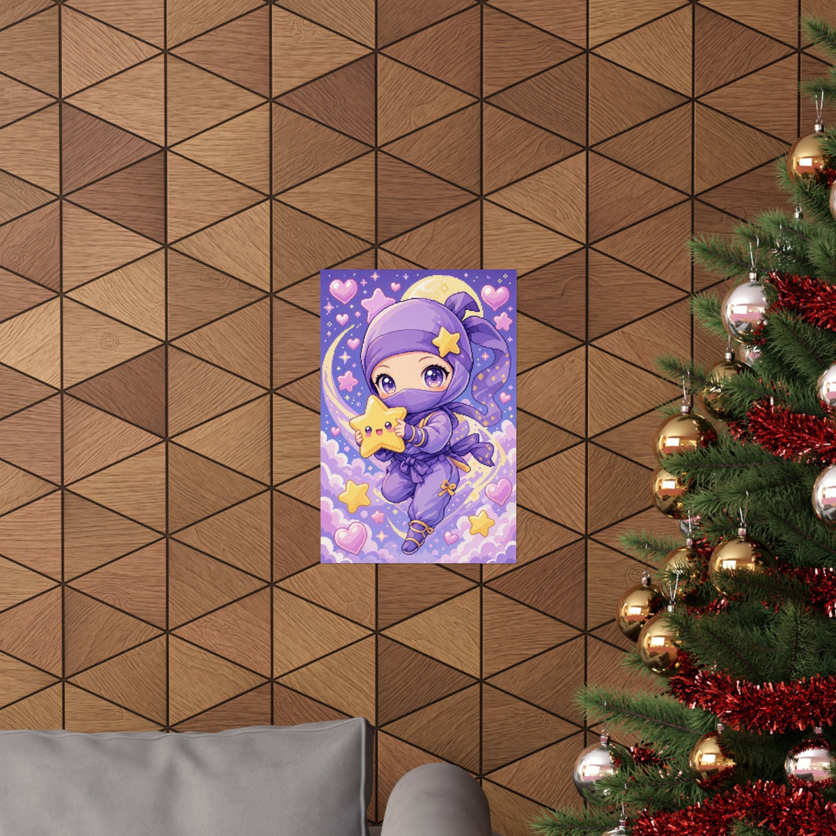 Chibi Ninjwith Star - Kawaii Gaming Art Print (Matte Poster) - Moikas