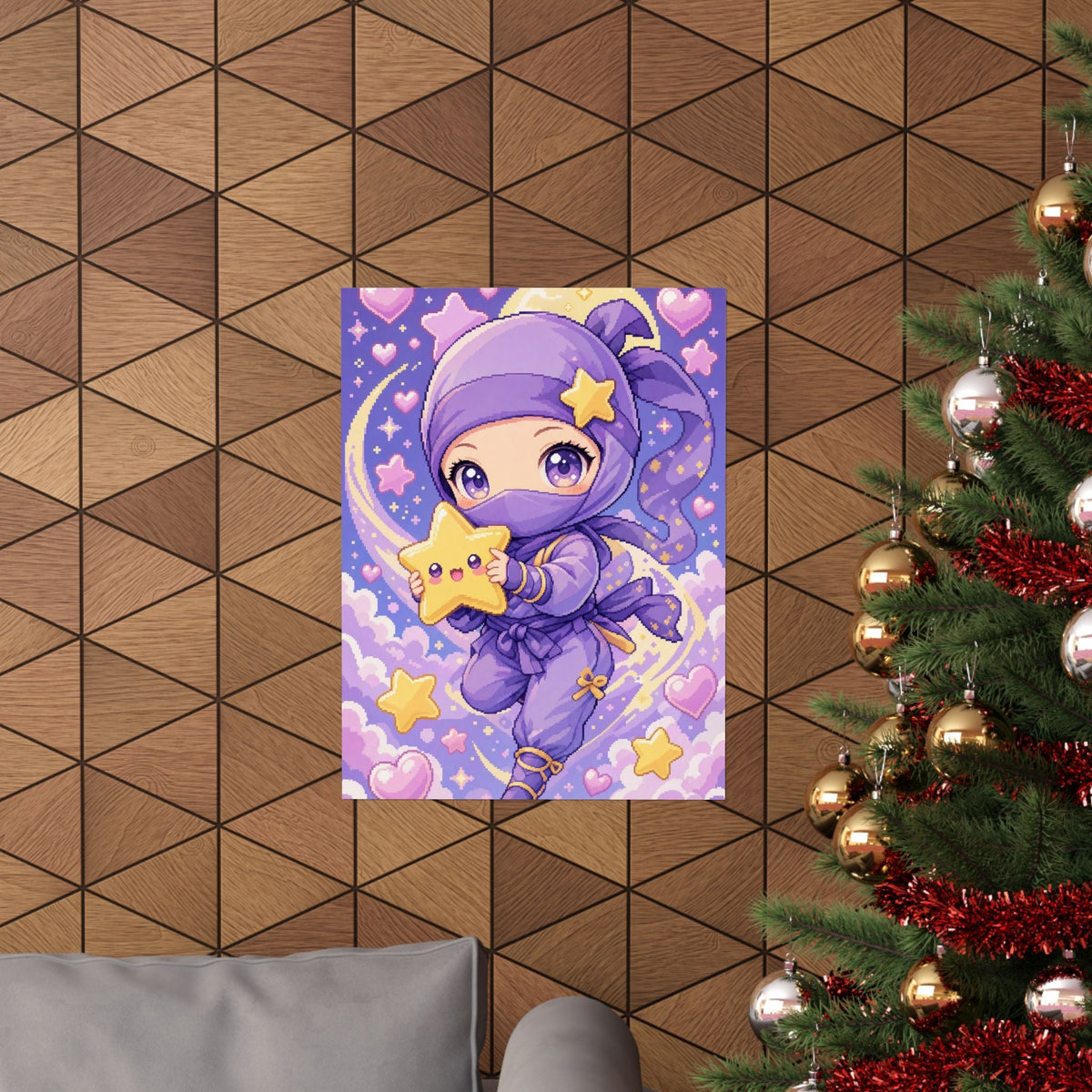 Chibi Ninjwith Star - Kawaii Gaming Art Print (Matte Poster) - Moikas