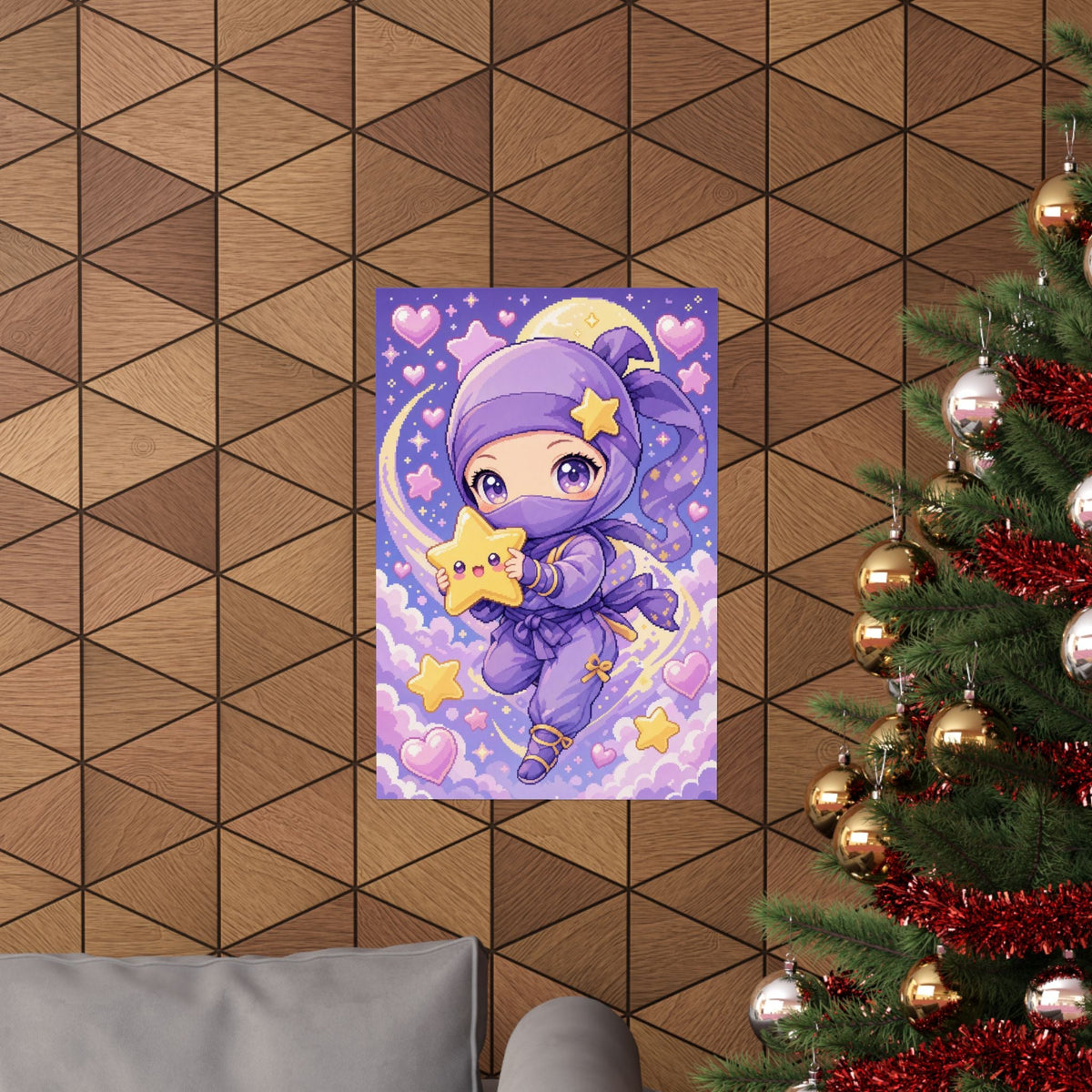 Chibi Ninjwith Star - Kawaii Gaming Art Print (Matte Poster) - Moikas