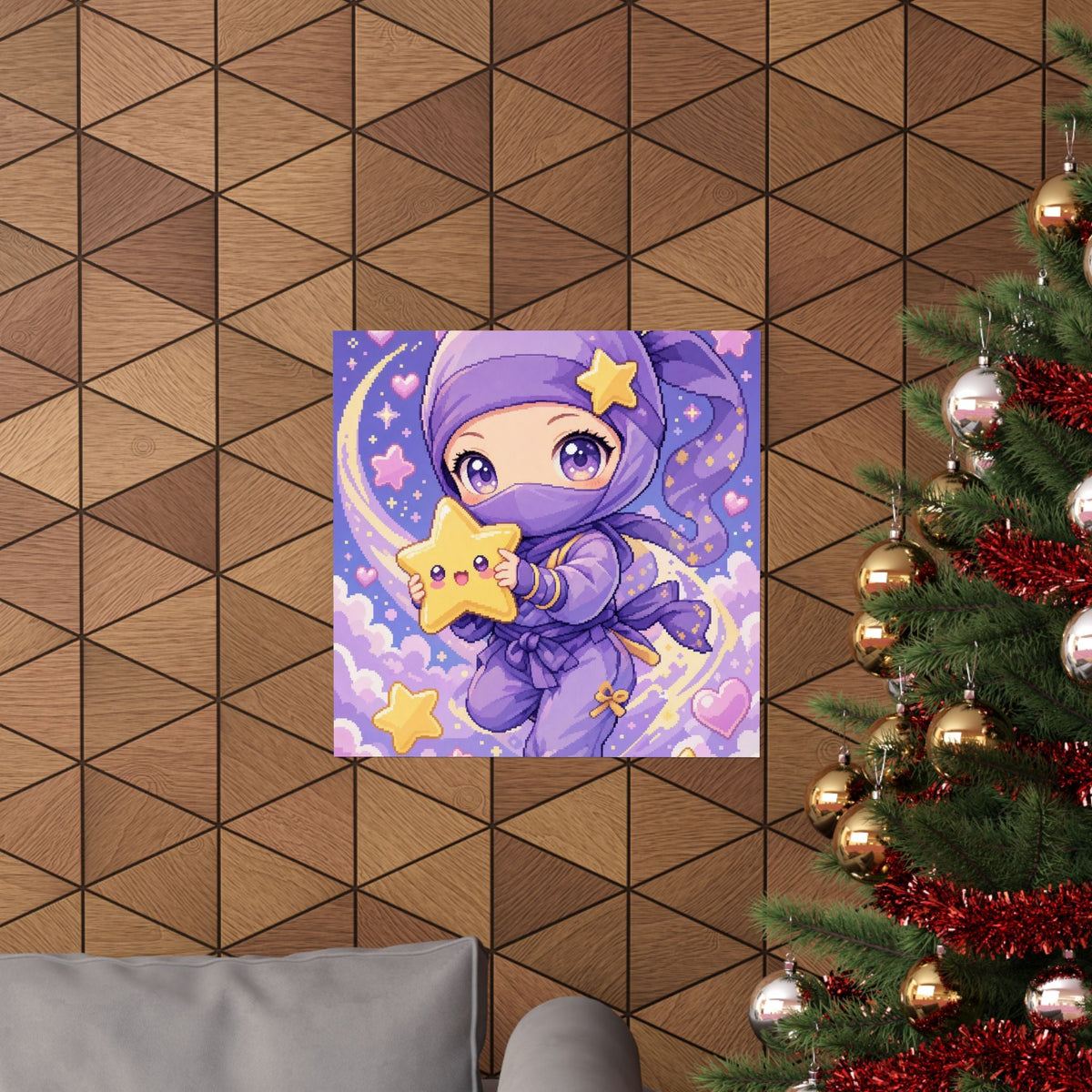 Chibi Ninjwith Star - Kawaii Gaming Art Print (Matte Poster) - Moikas