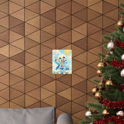 Chibi Skeleton Waving - Kawaii Gaming Art Print (Matte Poster) - Moikas