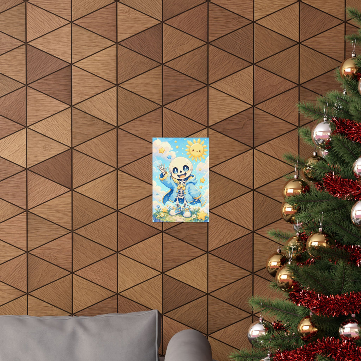 Chibi Skeleton Waving - Kawaii Gaming Art Print (Matte Poster) - Moikas