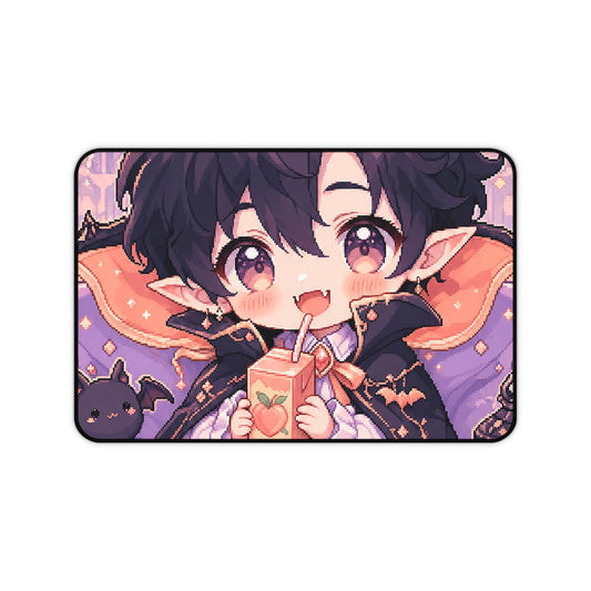 Chibi Vampire With Juice Box - Kawaii Gaming Gaming Desk Mat - Moikas