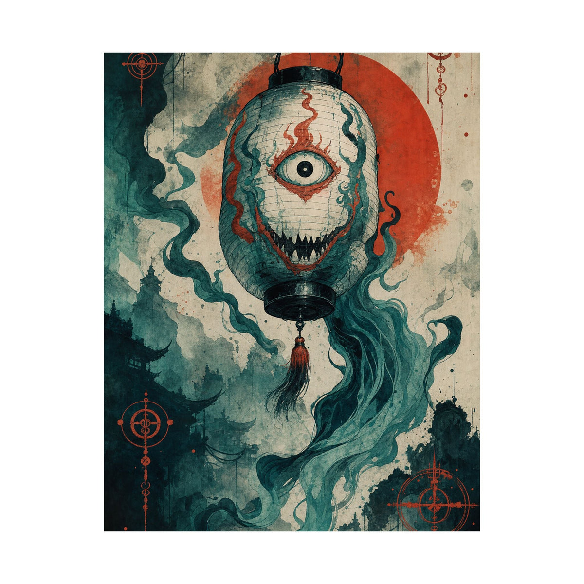 Chochin Obake Lantern Ghost - Japanese Mythology Art Print (Matte Poster) - Moikas
