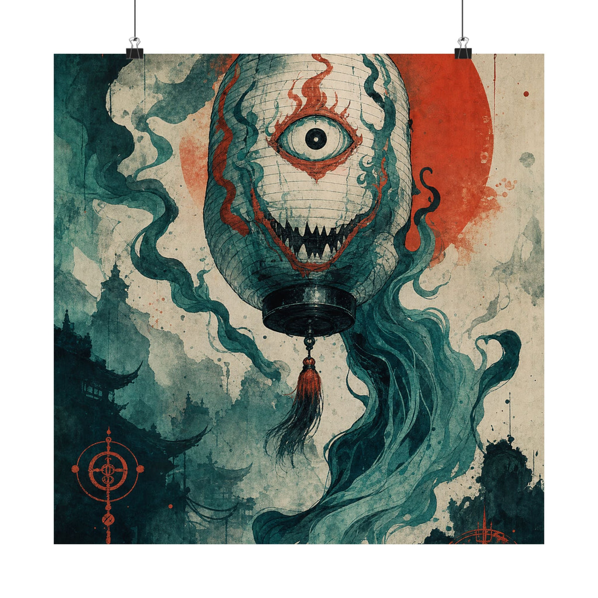 Chochin Obake Lantern Ghost - Japanese Mythology Art Print (Matte Poster) - Moikas