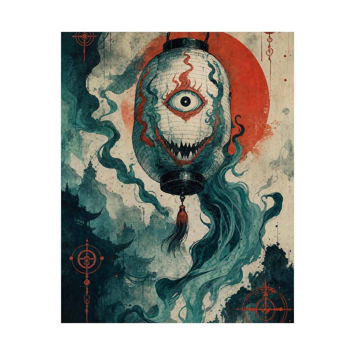 Chochin Obake Lantern Ghost - Japanese Mythology Art Print (Matte Poster) - Moikas