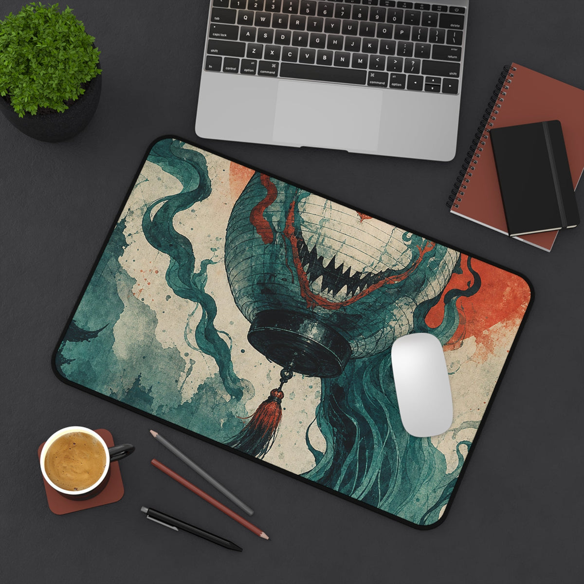 Chochin Obake Lantern Ghost - Japanese Mythology Gaming Desk Mat - Moikas