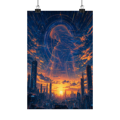 City Under Massive Hologram - Anime Manga Art Print (Matte Poster) - Moikas