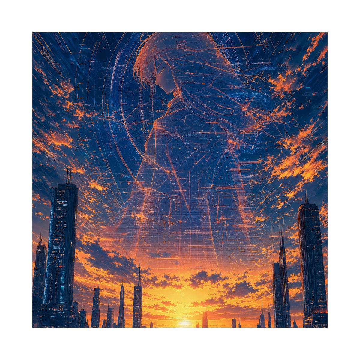 City Under Massive Hologram - Anime Manga Art Print (Matte Poster) - Moikas