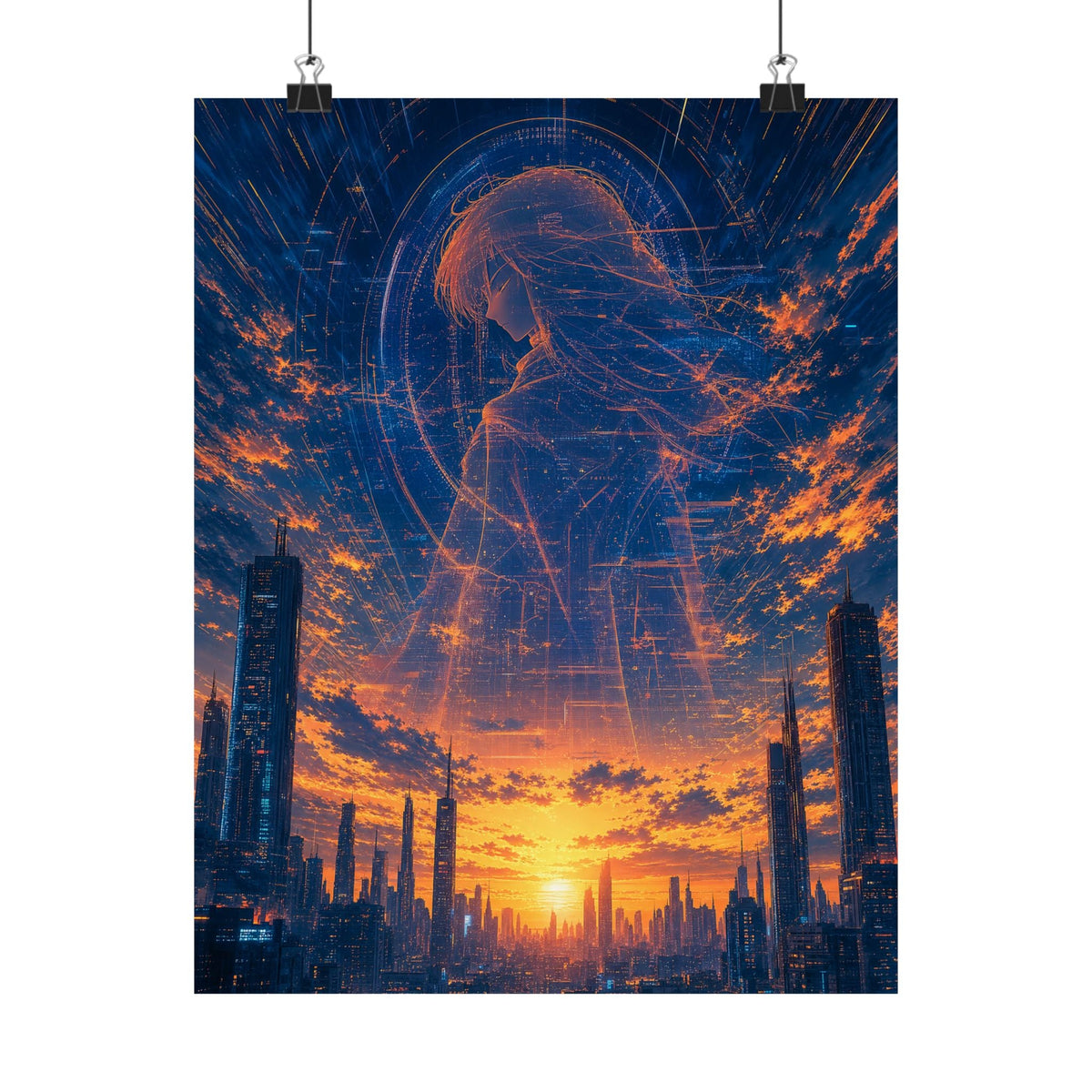 City Under Massive Hologram - Anime Manga Art Print (Matte Poster) - Moikas