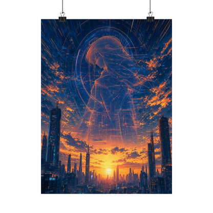 City Under Massive Hologram - Anime Manga Art Print (Matte Poster) - Moikas