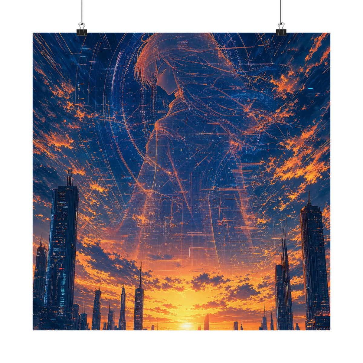 City Under Massive Hologram - Anime Manga Art Print (Matte Poster) - Moikas