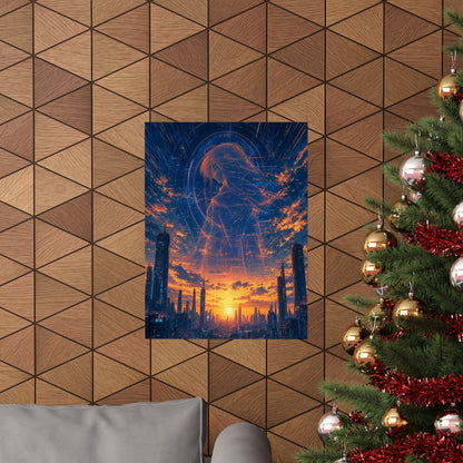 City Under Massive Hologram - Anime Manga Art Print (Matte Poster) - Moikas