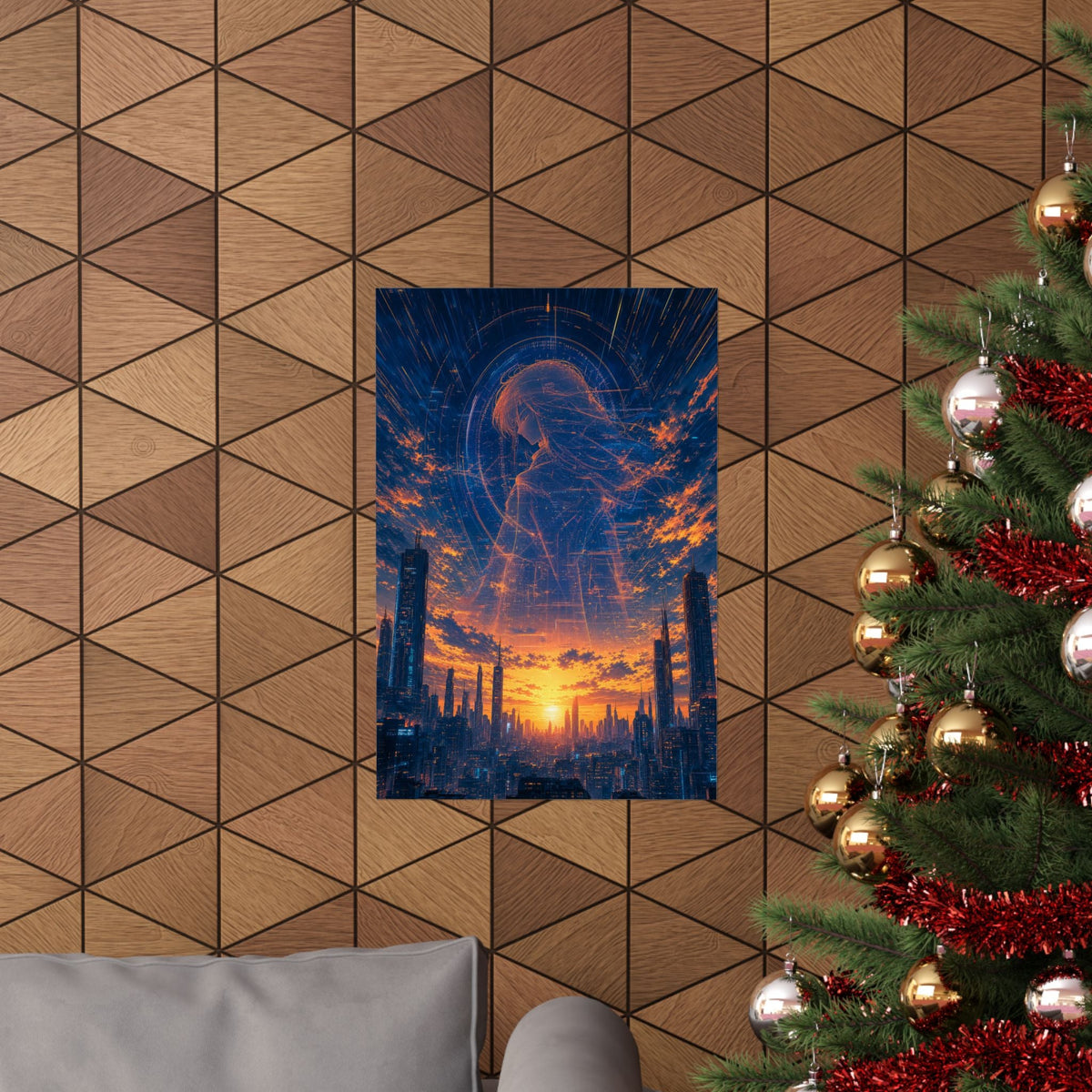 City Under Massive Hologram - Anime Manga Art Print (Matte Poster) - Moikas