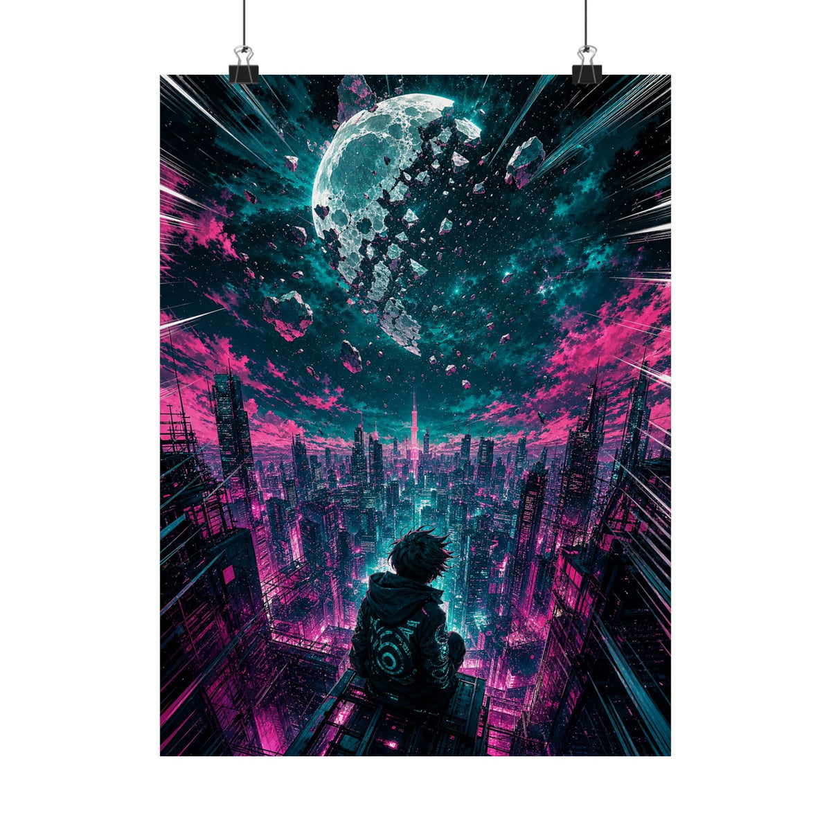 City Under Shattered Moon - Anime Manga Art Print (Matte Poster) - Moikas