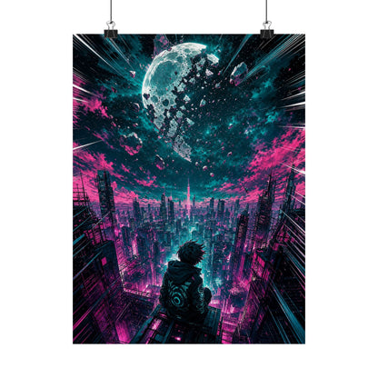 City Under Shattered Moon - Anime Manga Art Print (Matte Poster) - Moikas