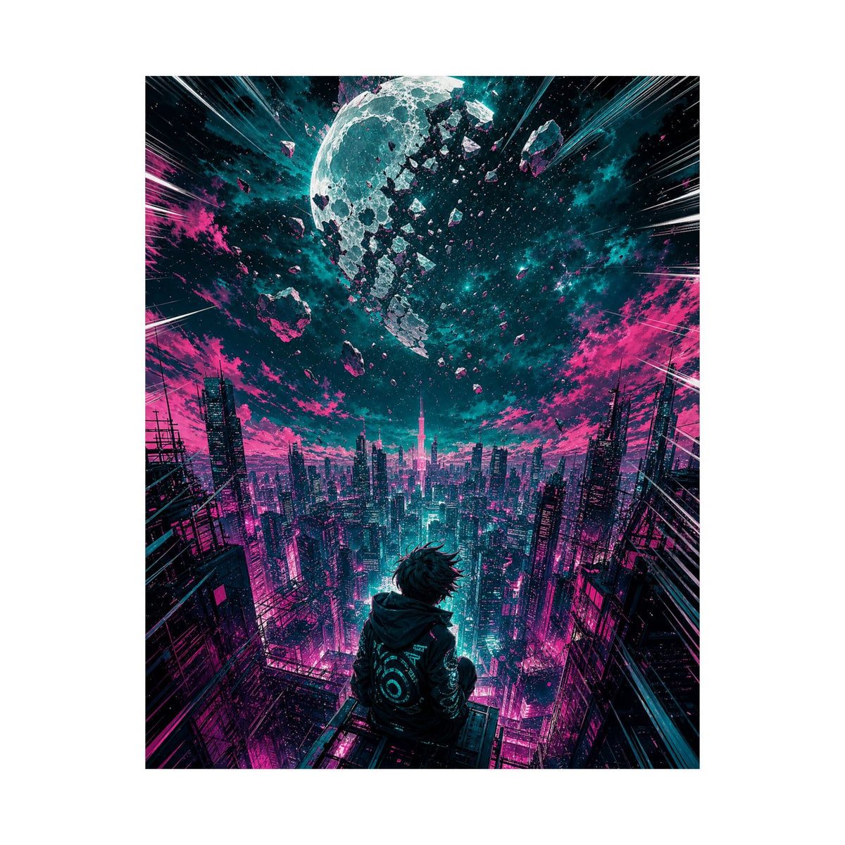 City Under Shattered Moon - Anime Manga Art Print (Matte Poster) - Moikas