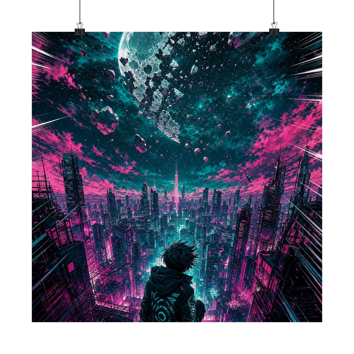 City Under Shattered Moon - Anime Manga Art Print (Matte Poster) - Moikas