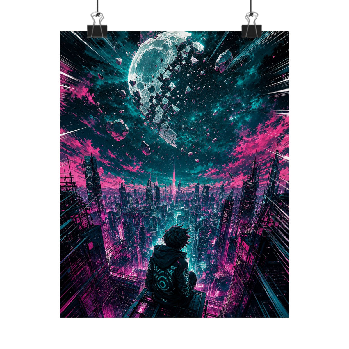 City Under Shattered Moon - Anime Manga Art Print (Matte Poster) - Moikas