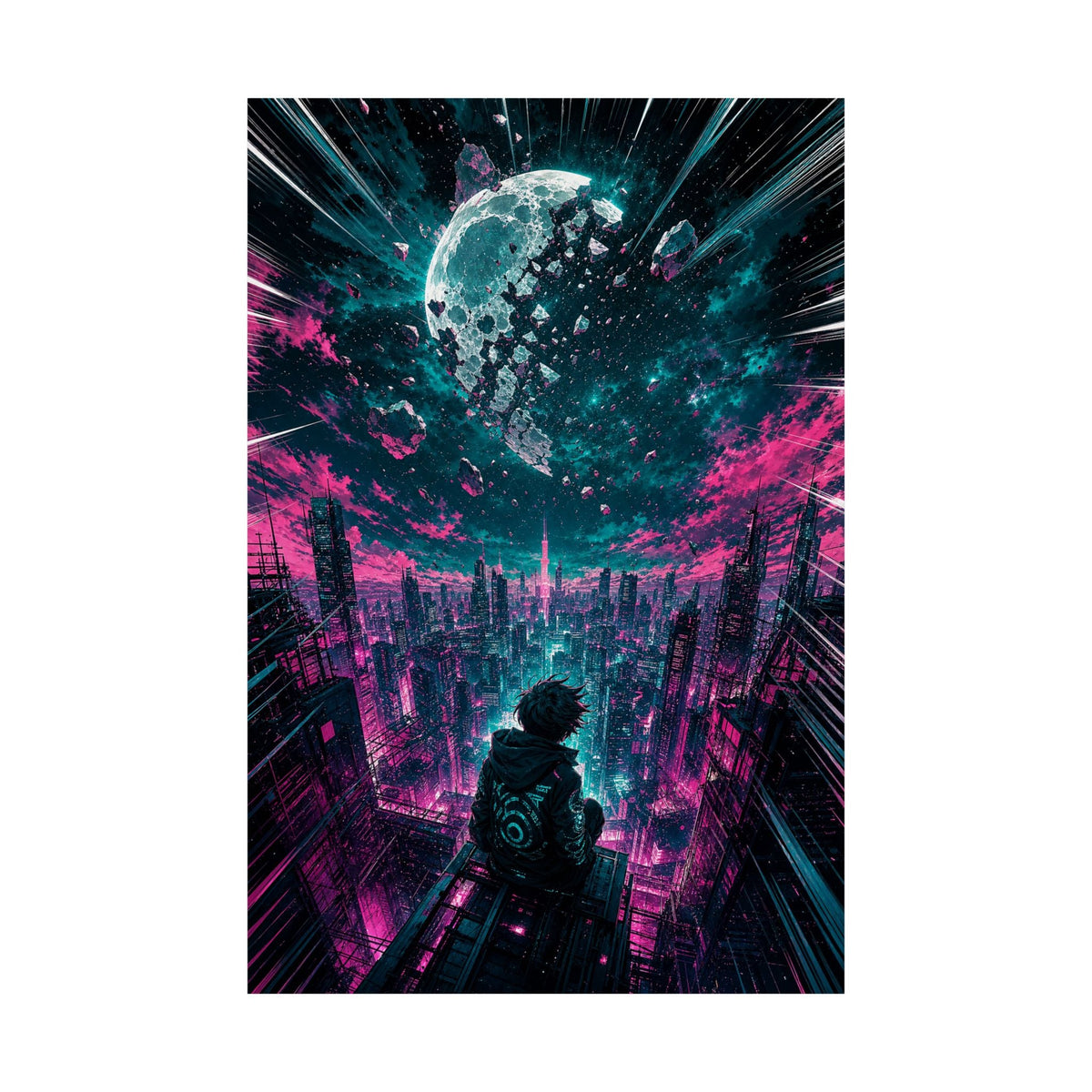 City Under Shattered Moon - Anime Manga Art Print (Matte Poster) - Moikas