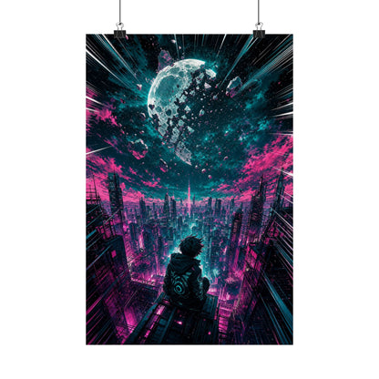 City Under Shattered Moon - Anime Manga Art Print (Matte Poster) - Moikas