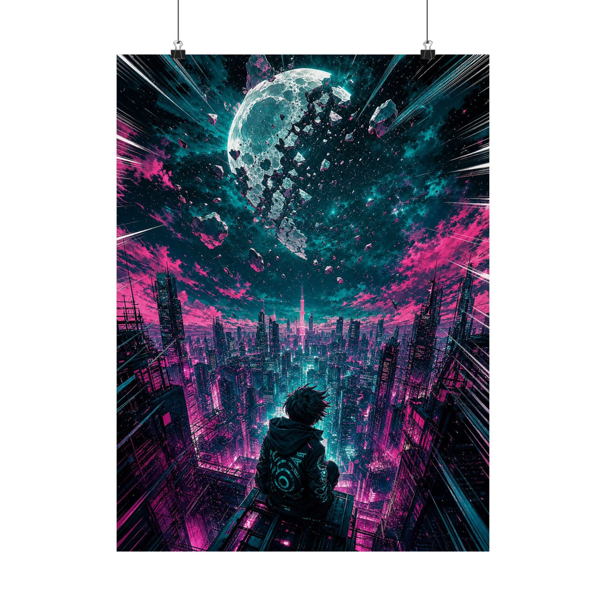 City Under Shattered Moon - Anime Manga Art Print (Matte Poster) - Moikas