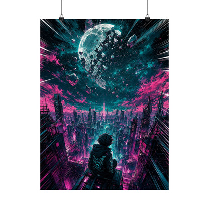 City Under Shattered Moon - Anime Manga Art Print (Matte Poster) - Moikas