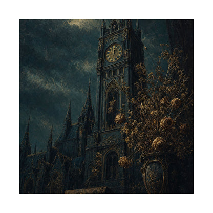 Clock Tower At Midnight - Dark Academia Art Print (Matte Poster) - Moikas