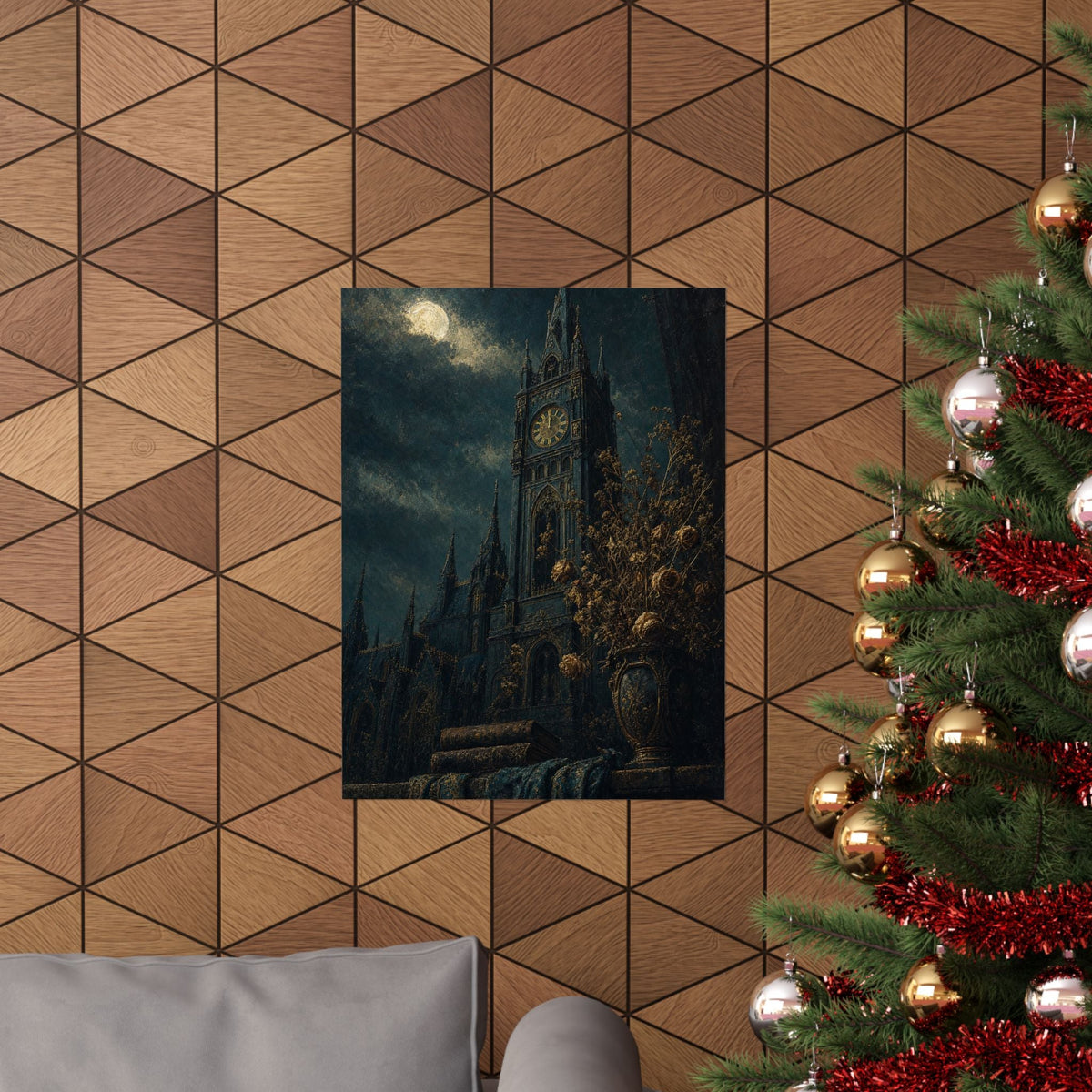 Clock Tower At Midnight - Dark Academia Art Print (Matte Poster) - Moikas