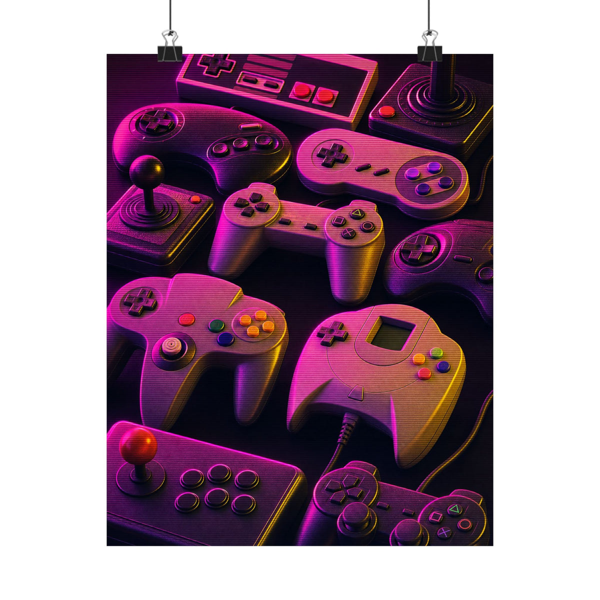 Collection Of Retro Controllers - Gaming Culture Art Print (Matte Poster) - Moikas