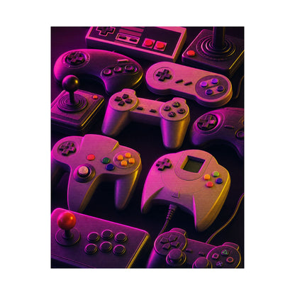Collection Of Retro Controllers - Gaming Culture Art Print (Matte Poster) - Moikas