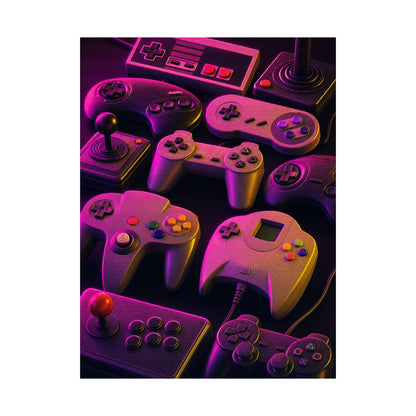 Collection Of Retro Controllers - Gaming Culture Art Print (Matte Poster) - Moikas