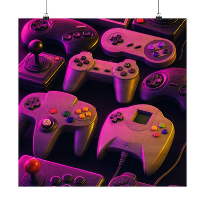 Collection Of Retro Controllers - Gaming Culture Art Print (Matte Poster) - Moikas