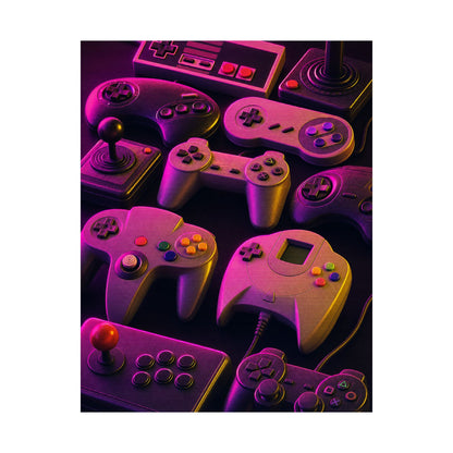 Collection Of Retro Controllers - Gaming Culture Art Print (Matte Poster) - Moikas