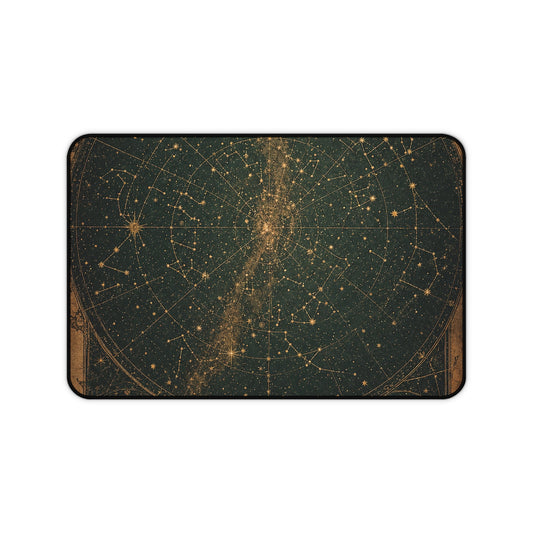 Constellation Map On Aged Parchment - Dark Academia Gaming Desk Mat - Moikas