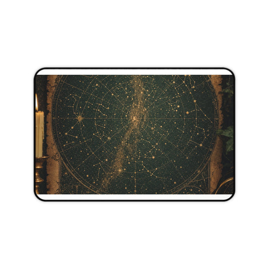 Constellation Map On Aged Parchment - Dark Academia Gaming Desk Mat - Moikas