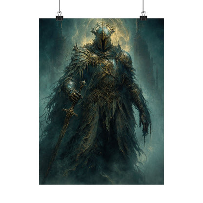 Corrupted Paladin In Decayed Armor - Dark Fantasy Art Print (Matte Poster) - Moikas