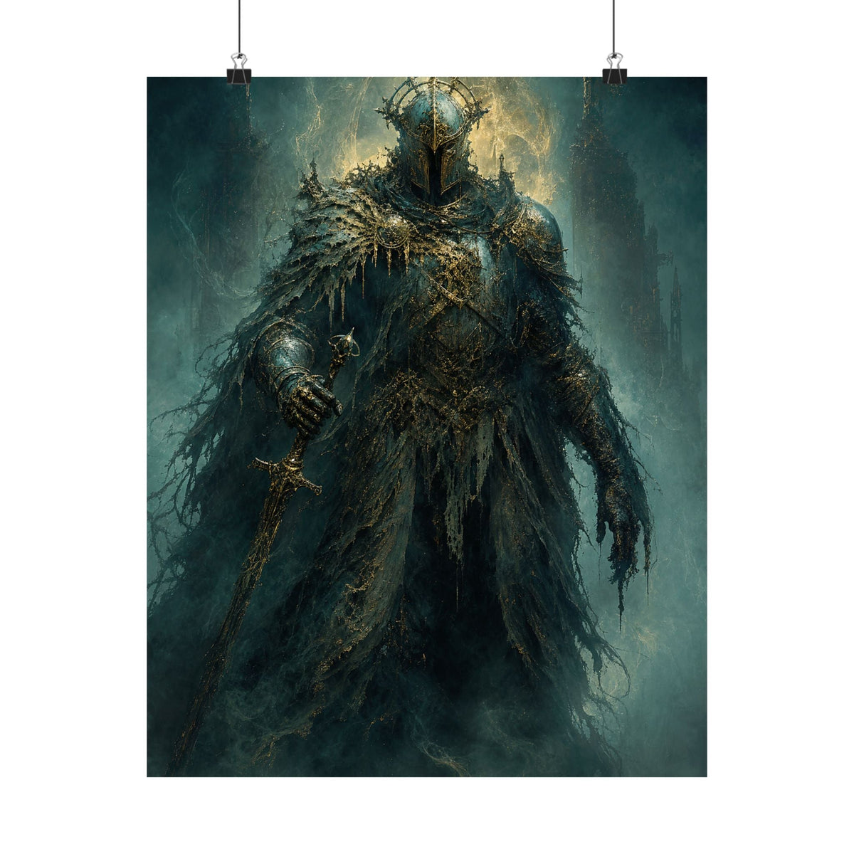 Corrupted Paladin In Decayed Armor - Dark Fantasy Art Print (Matte Poster) - Moikas