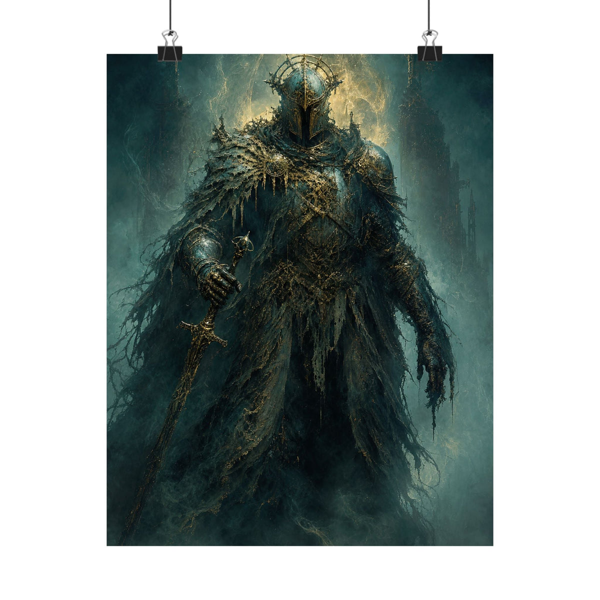 Corrupted Paladin In Decayed Armor - Dark Fantasy Art Print (Matte Poster) - Moikas