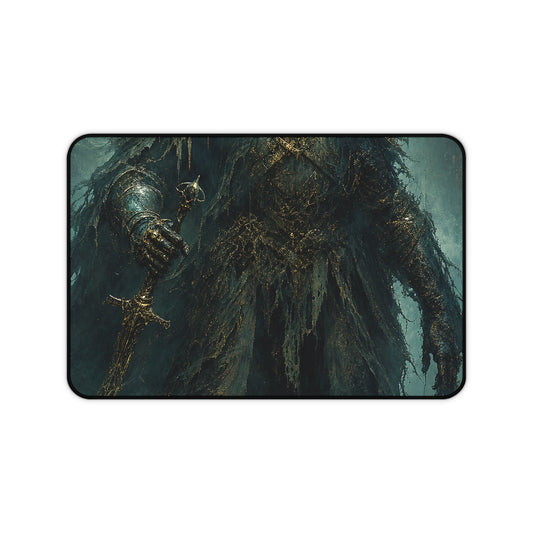 Corrupted Paladin In Decayed Armor - Dark Fantasy Gaming Desk Mat - Moikas