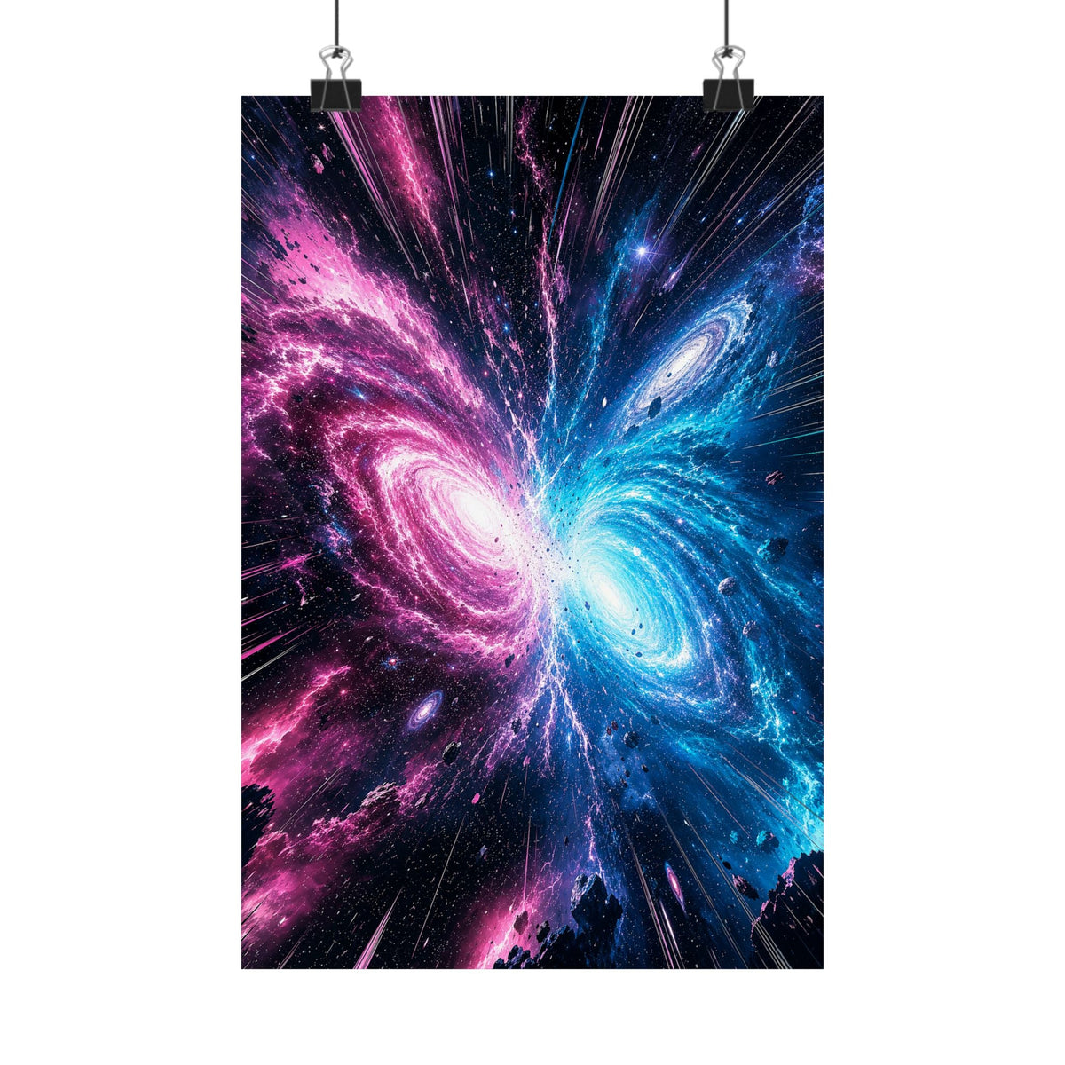 Cosmic Battle Between Galaxies - Anime Manga Art Print (Matte Poster) - Moikas