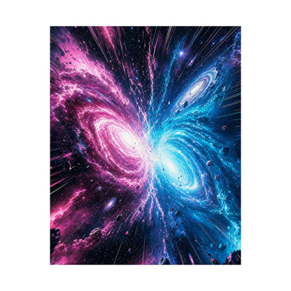 Cosmic Battle Between Galaxies - Anime Manga Art Print (Matte Poster) - Moikas