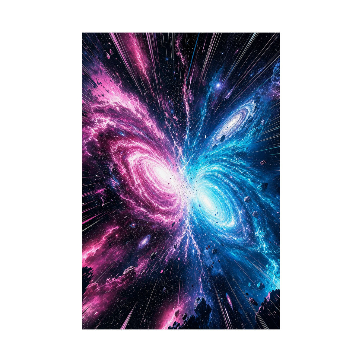 Cosmic Battle Between Galaxies - Anime Manga Art Print (Matte Poster) - Moikas
