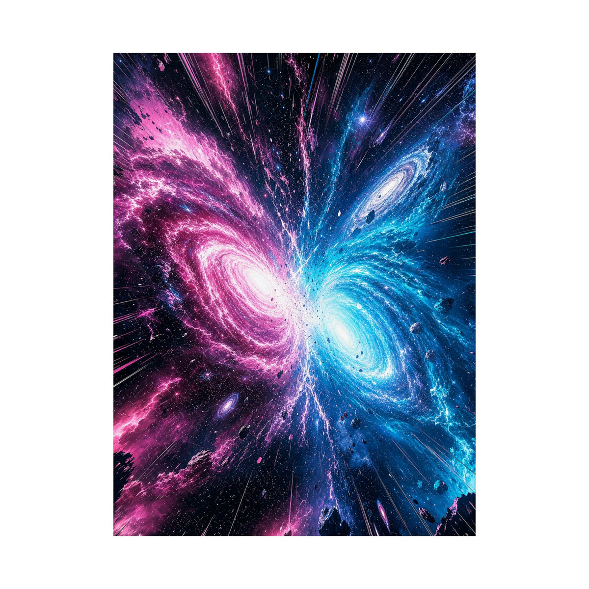 Cosmic Battle Between Galaxies - Anime Manga Art Print (Matte Poster) - Moikas